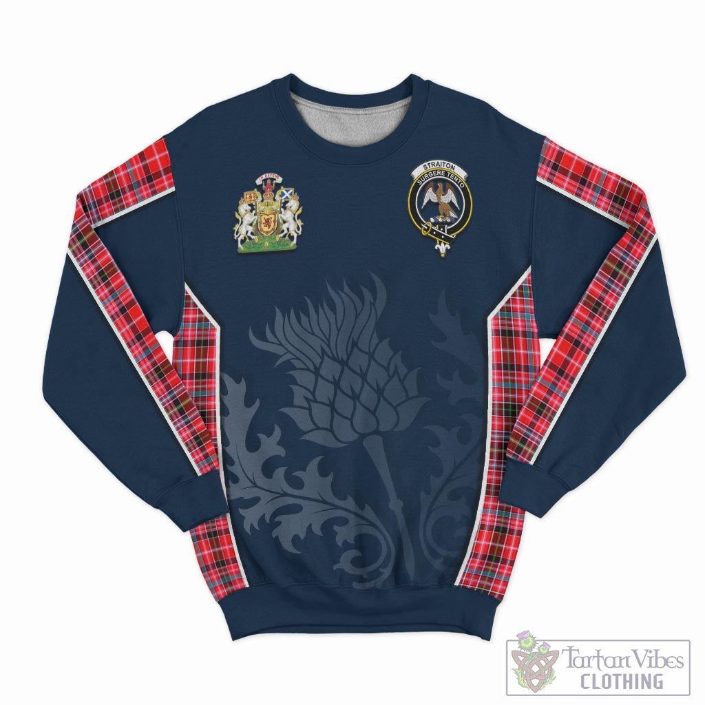 Tartan Vibes Clothing Straiton Tartan Sweatshirt with Family Crest and Scottish Thistle Vibes Sport Style