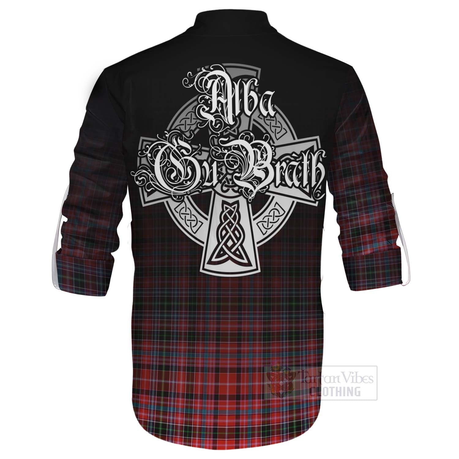 Tartan Vibes Clothing Straiton Tartan Ghillie Kilt Shirt Featuring Alba Gu Brath Family Crest Celtic Inspired