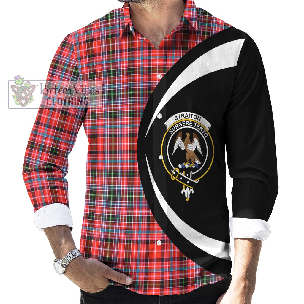 Straiton Tartan Long Sleeve Button Up with Family Crest Circle Style - Tartan Vibes Clothing