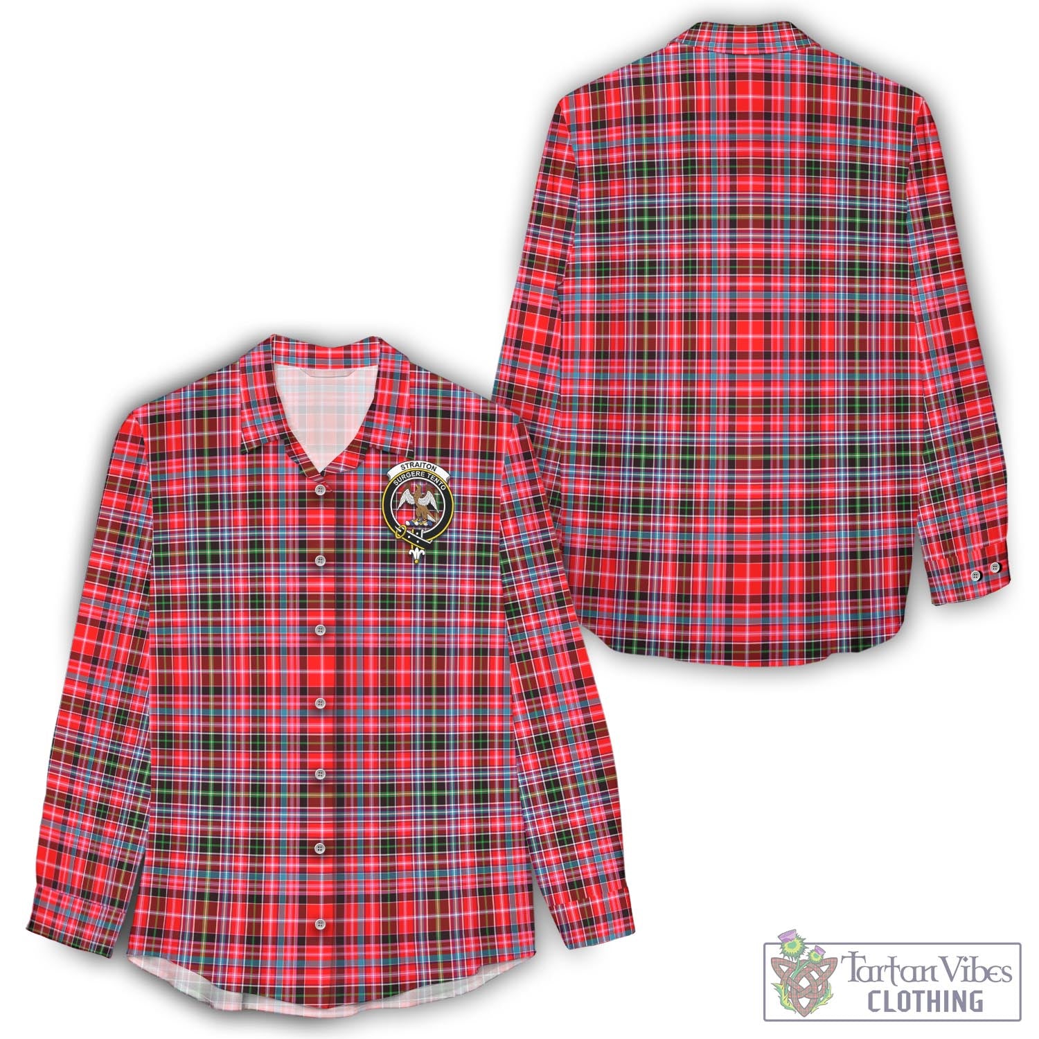 Tartan Vibes Clothing Straiton Tartan Womens Casual Shirt with Family Crest