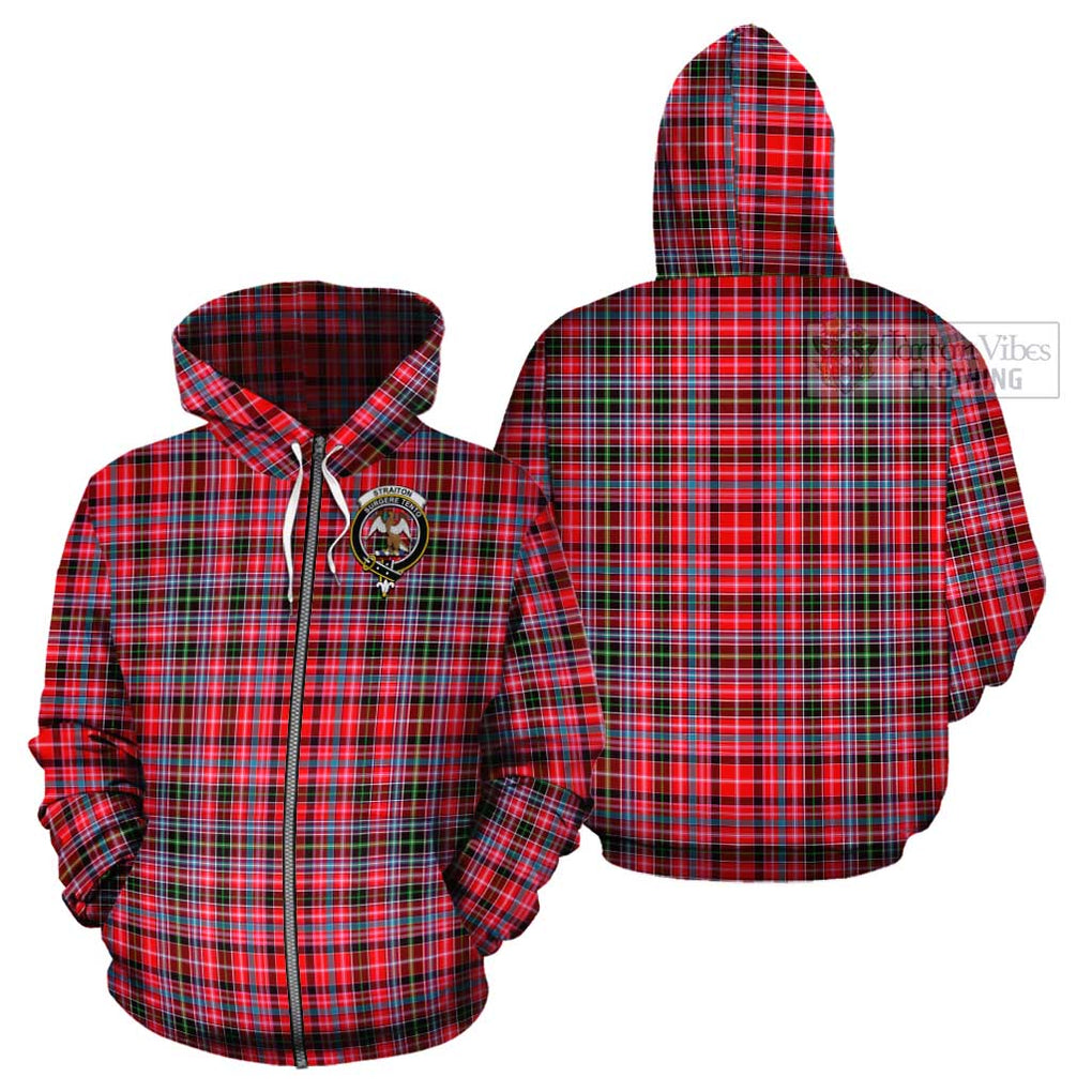 Straiton Tartan Cotton Hoodie with Family Crest Zip Hoodie - Tartan Vibes Clothing