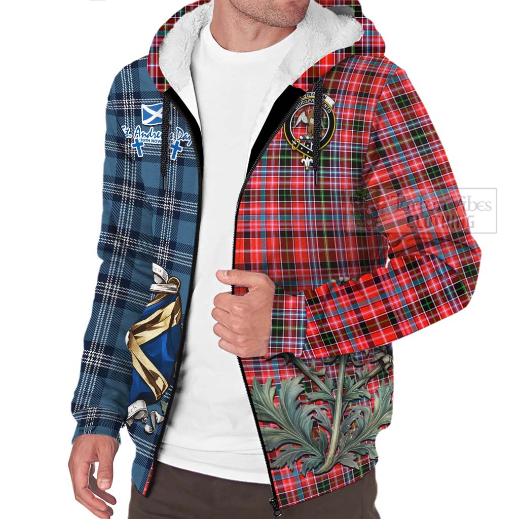 Tartan Vibes Clothing Straiton Tartan Sherpa Hoodie Happy St. Andrew's Day Half Tartan Style