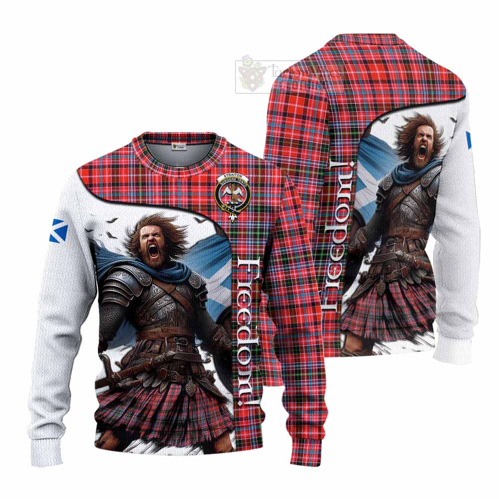 Tartan Vibes Clothing Straiton Crest Tartan Knitted Sweater Inspired by the Freedom of Scottish Warrior