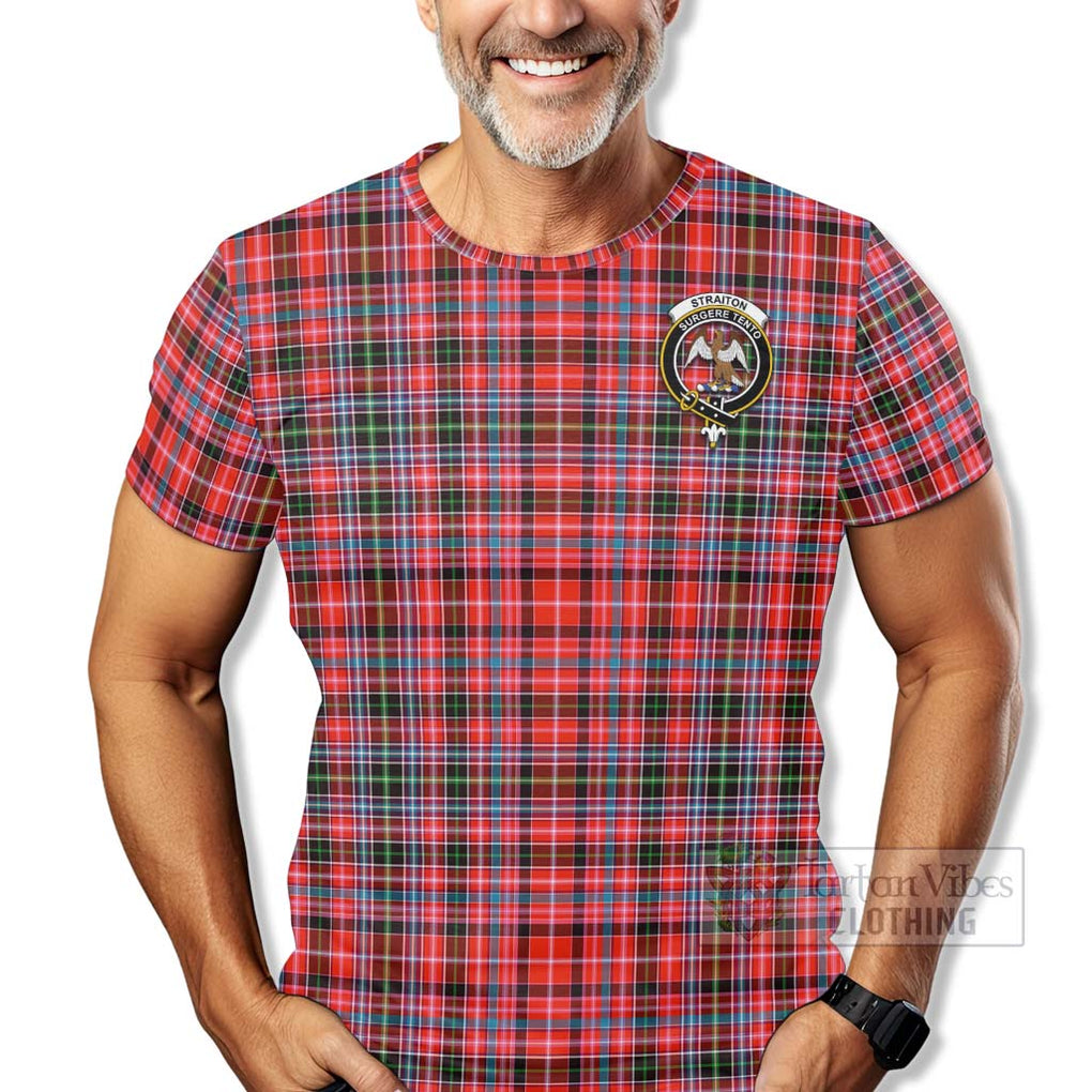 Tartan Vibes Clothing Straiton Tartan T-Shirt with Family Crest Celtic Skull Style