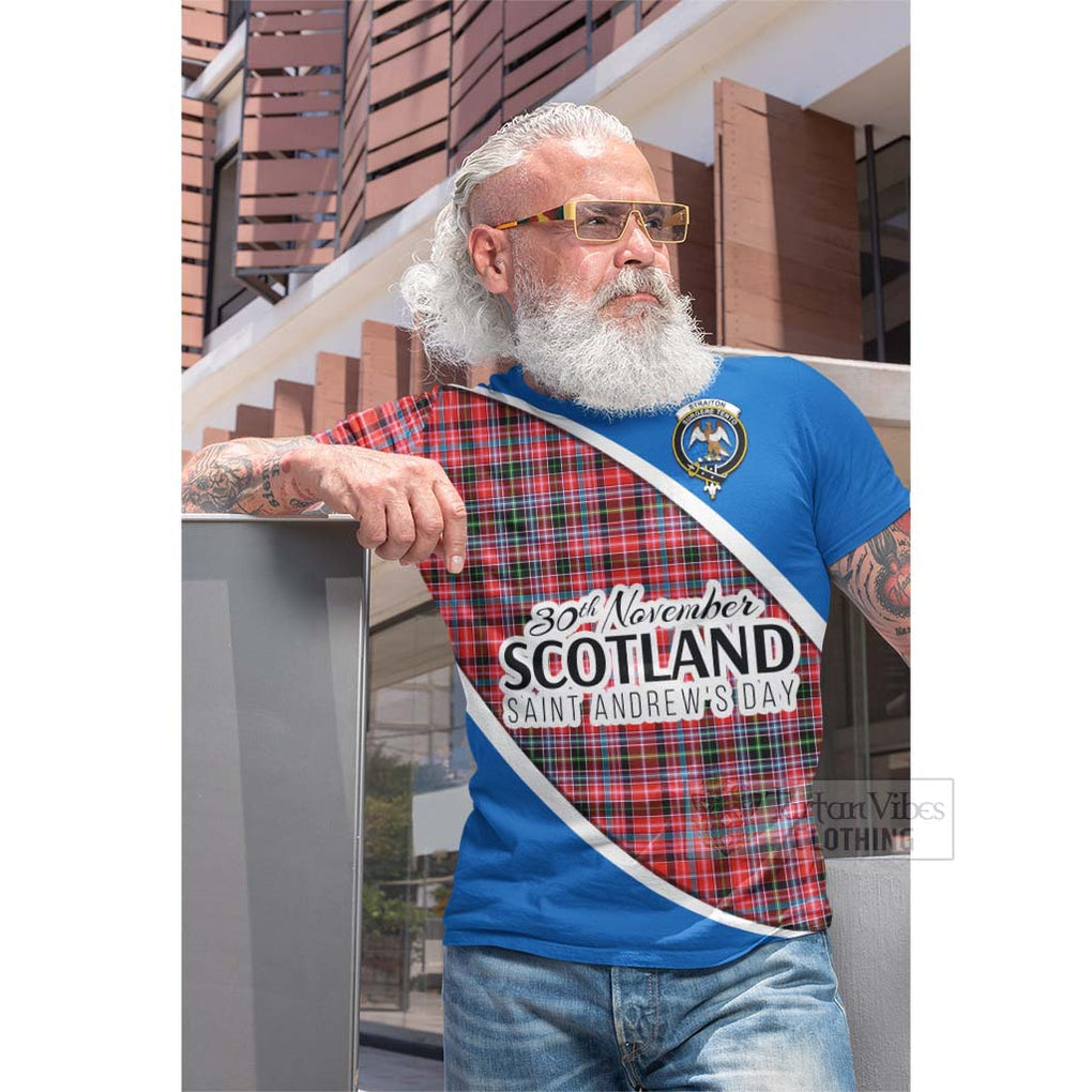 Tartan Vibes Clothing Straiton Family Crest Tartan Cotton T-shirt Celebrate Saint Andrew's Day in Style