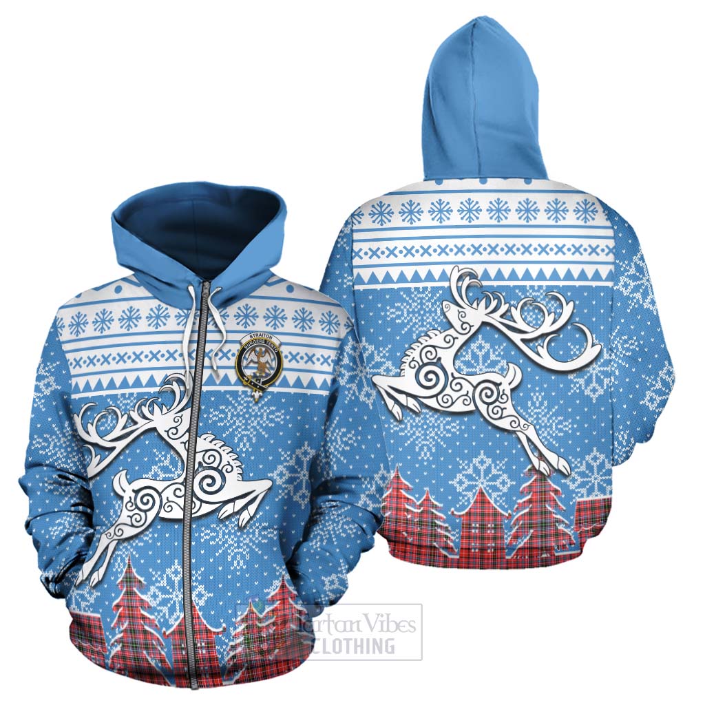 Tartan Vibes Clothing Straiton Clan Christmas Hoodie Celtic Reindeer Style