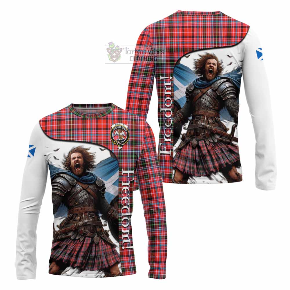 Tartan Vibes Clothing Straiton Crest Tartan Long Sleeve T-Shirt Inspired by the Freedom of Scottish Warrior