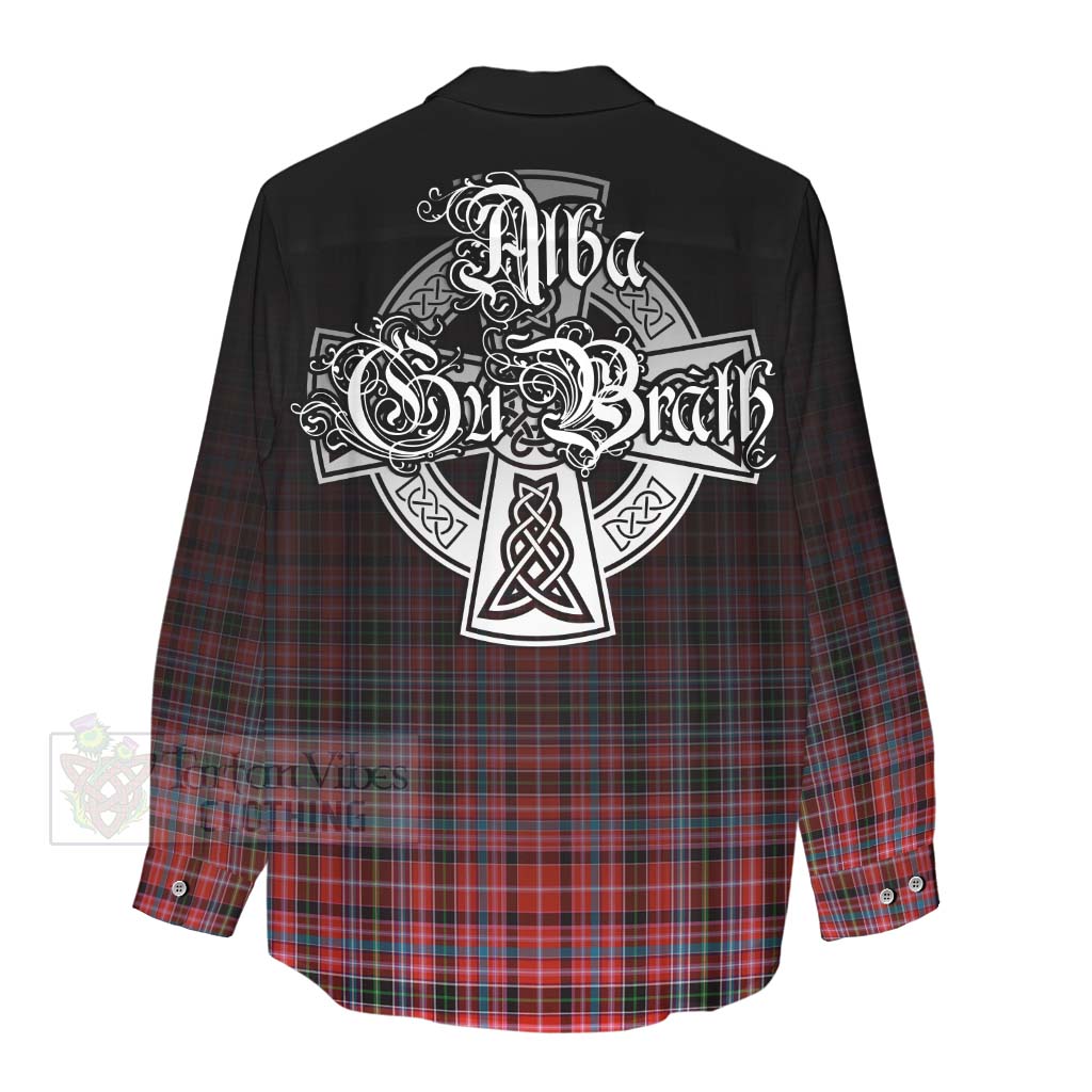 Tartan Vibes Clothing Straiton Tartan Women's Casual Shirt Featuring Alba Gu Brath Family Crest Celtic Inspired