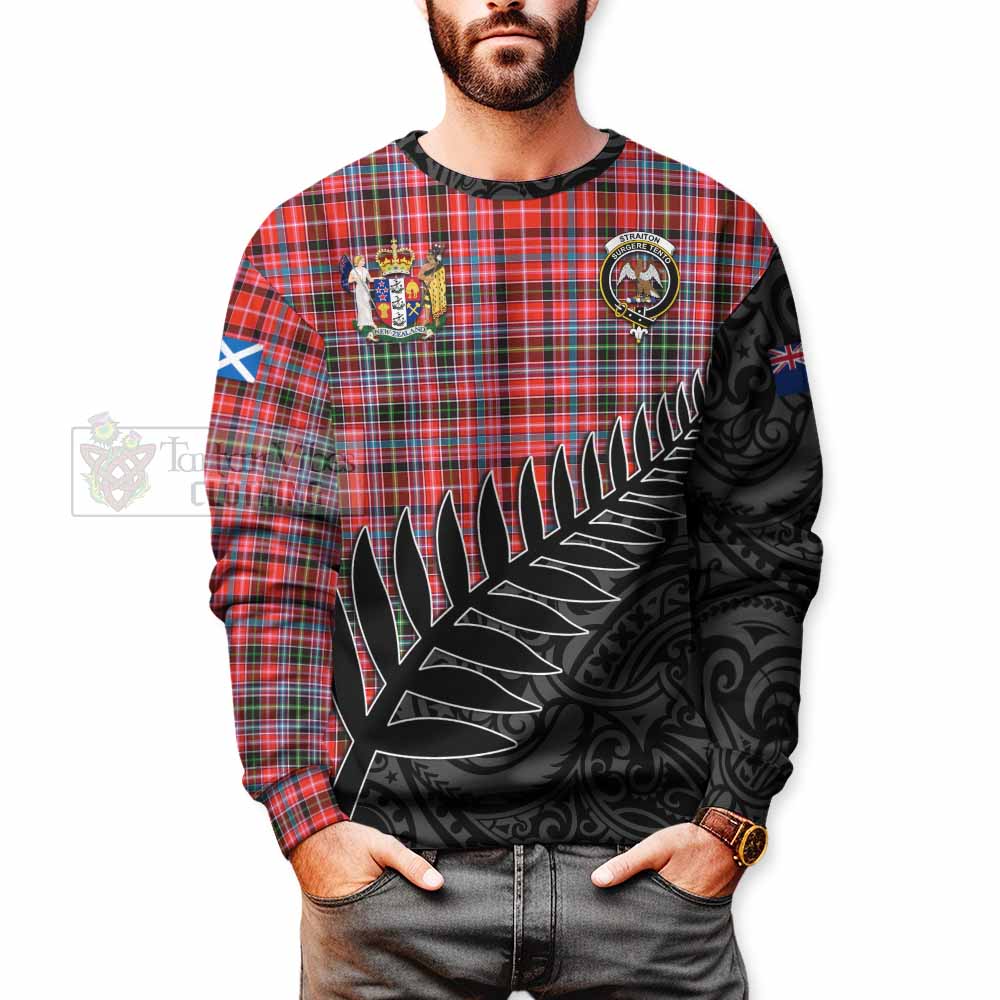 Tartan Vibes Clothing Straiton Crest Tartan Sweatshirt with New Zealand Silver Fern Half Style