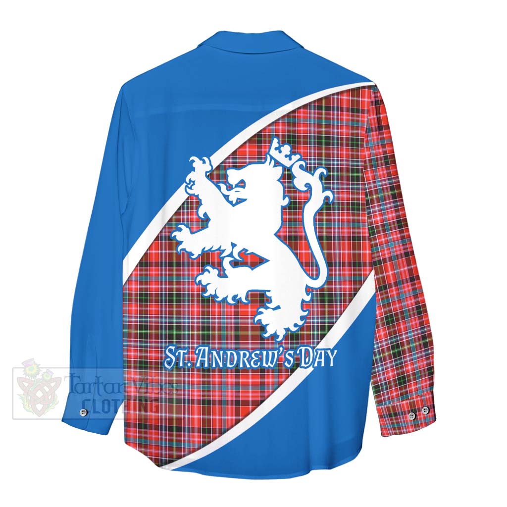 Tartan Vibes Clothing Straiton Family Crest Tartan Women's Casual Shirt Celebrate Saint Andrew's Day in Style