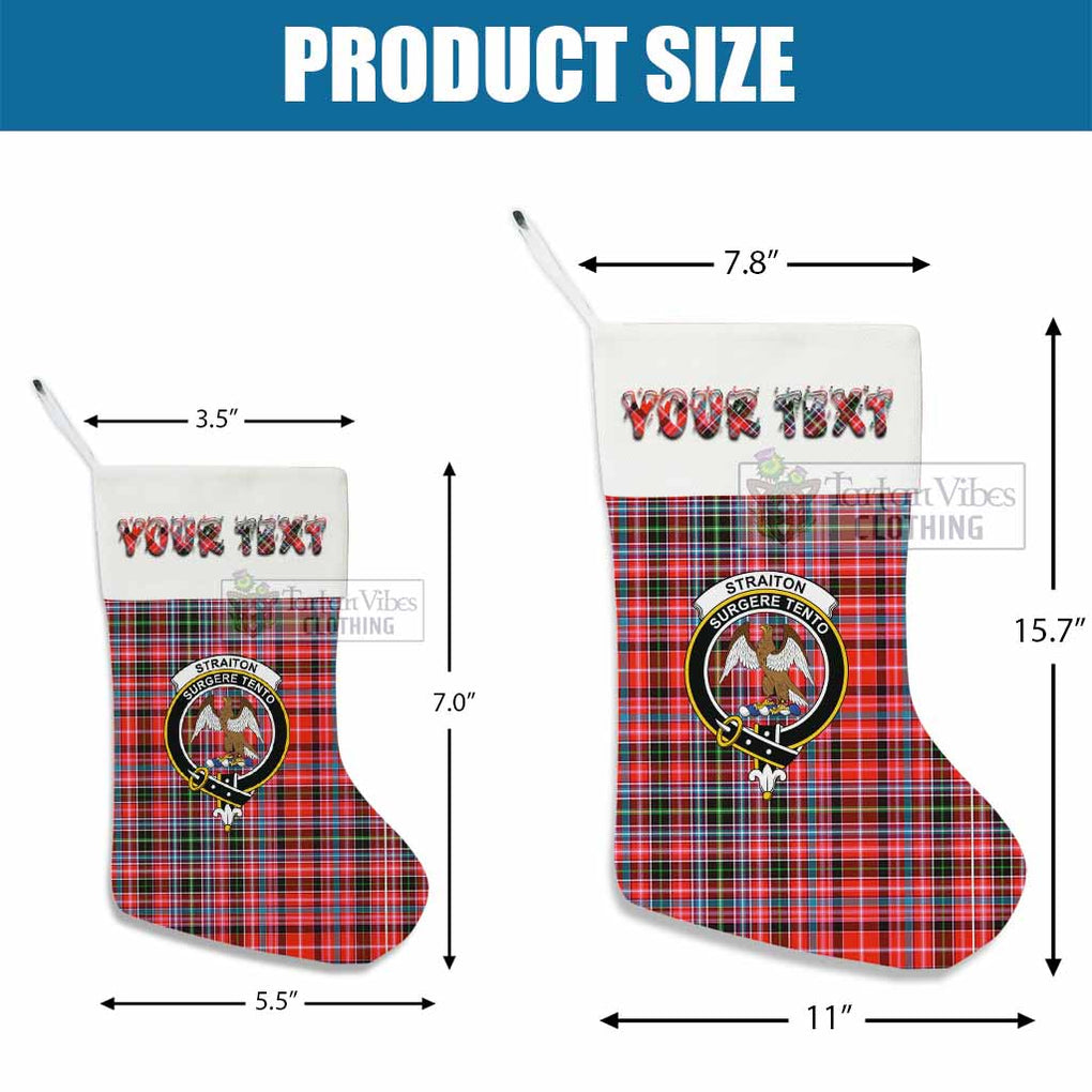 Straiton Tartan Family Crest Christmas Stocking with Personalized Text - Tartan Vibes Clothing