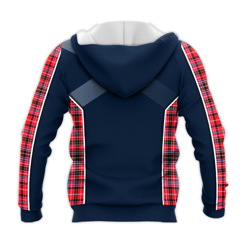 Tartan Vibes Clothing Straiton Tartan Knitted Hoodie with Family Crest and Scottish Thistle Vibes Sport Style