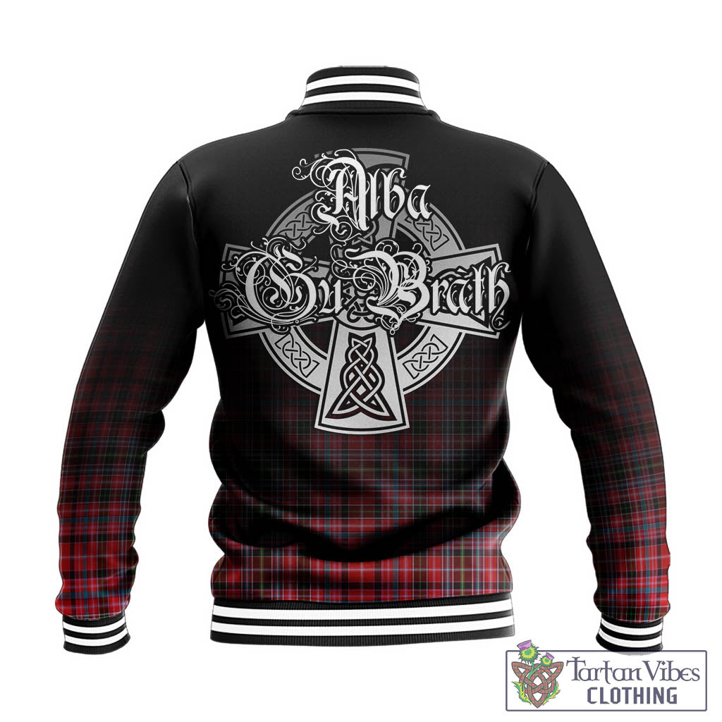 Tartan Vibes Clothing Straiton Tartan Baseball Jacket Featuring Alba Gu Brath Family Crest Celtic Inspired