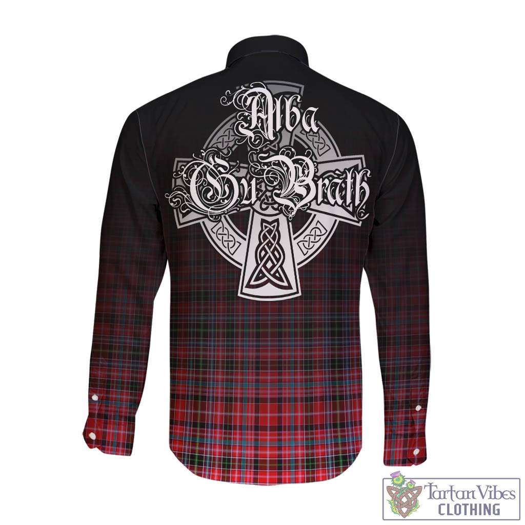 Tartan Vibes Clothing Straiton Tartan Long Sleeve Button Up Featuring Alba Gu Brath Family Crest Celtic Inspired