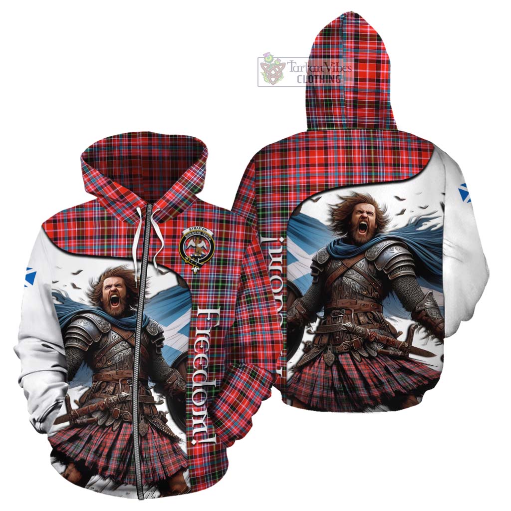 Tartan Vibes Clothing Straiton Crest Tartan Cotton Hoodie Inspired by the Freedom of Scottish Warrior