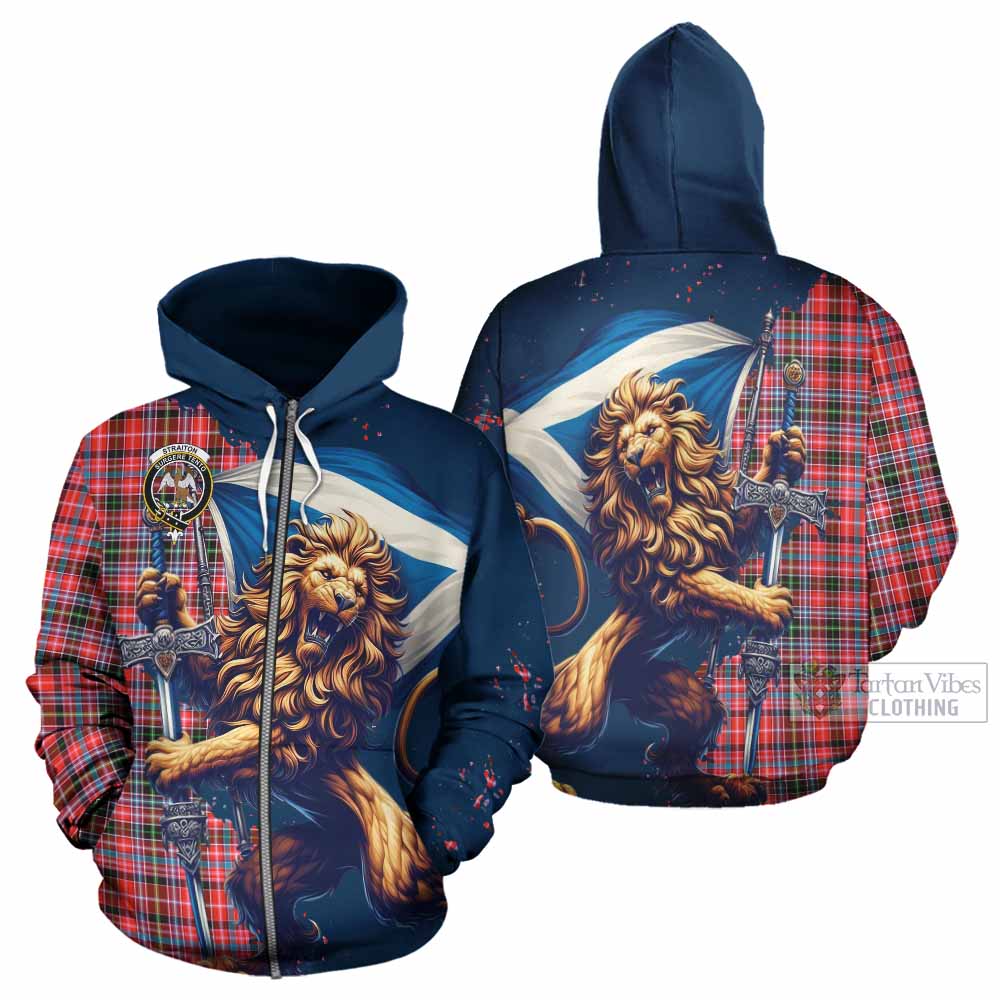 Straiton Tartan Family Crest Hoodie with Scottish Majestic Lion