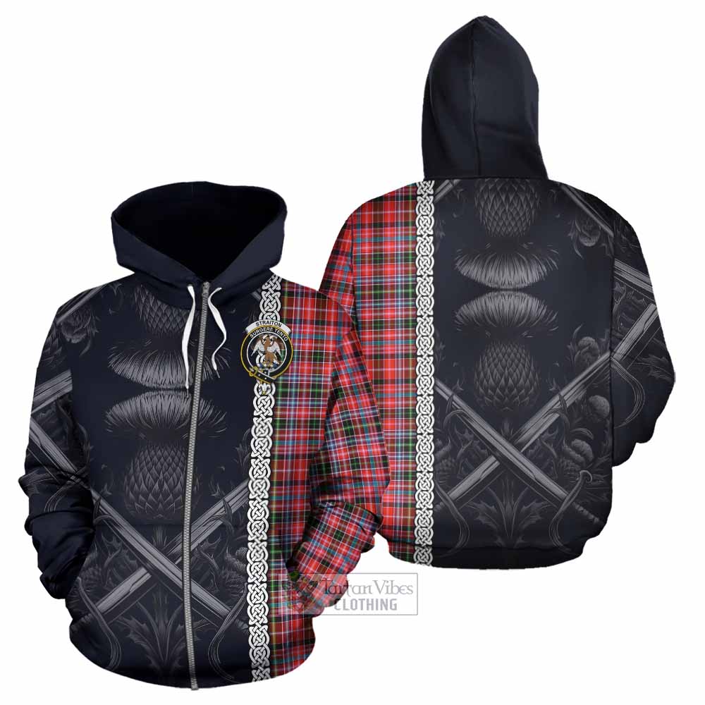 Tartan Vibes Clothing Straiton Tartan Hoodie with Family Crest Cross Sword Thistle Celtic Vibes