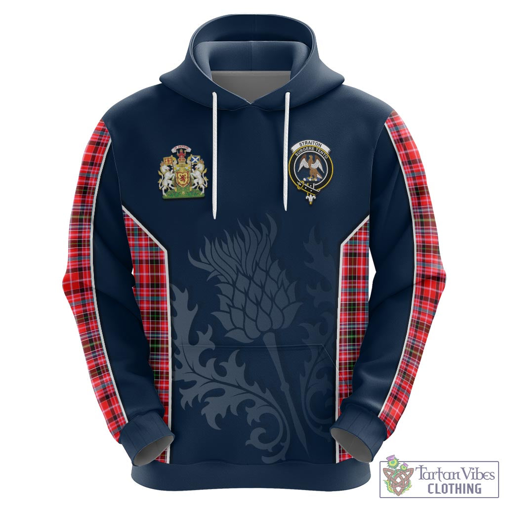 Tartan Vibes Clothing Straiton Tartan Hoodie with Family Crest and Scottish Thistle Vibes Sport Style