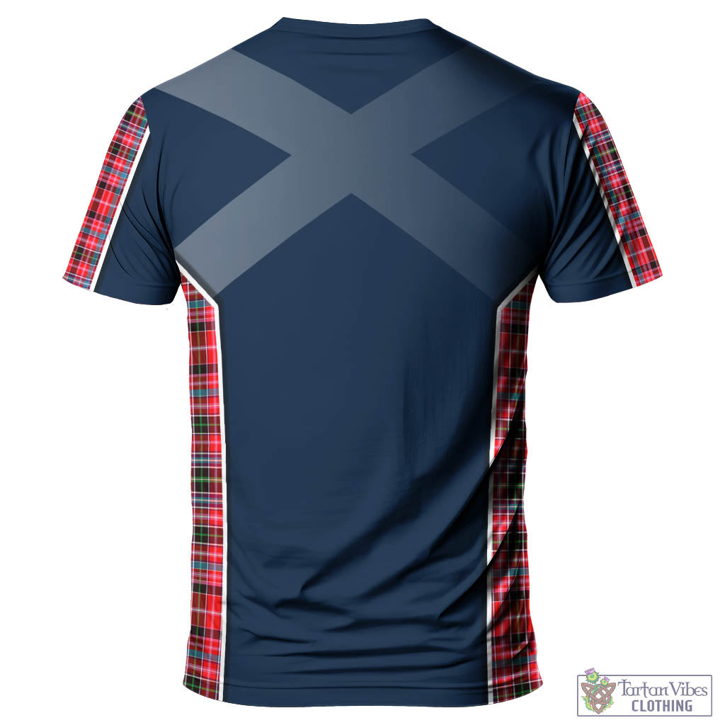 Tartan Vibes Clothing Straiton Tartan T-Shirt with Family Crest and Scottish Thistle Vibes Sport Style