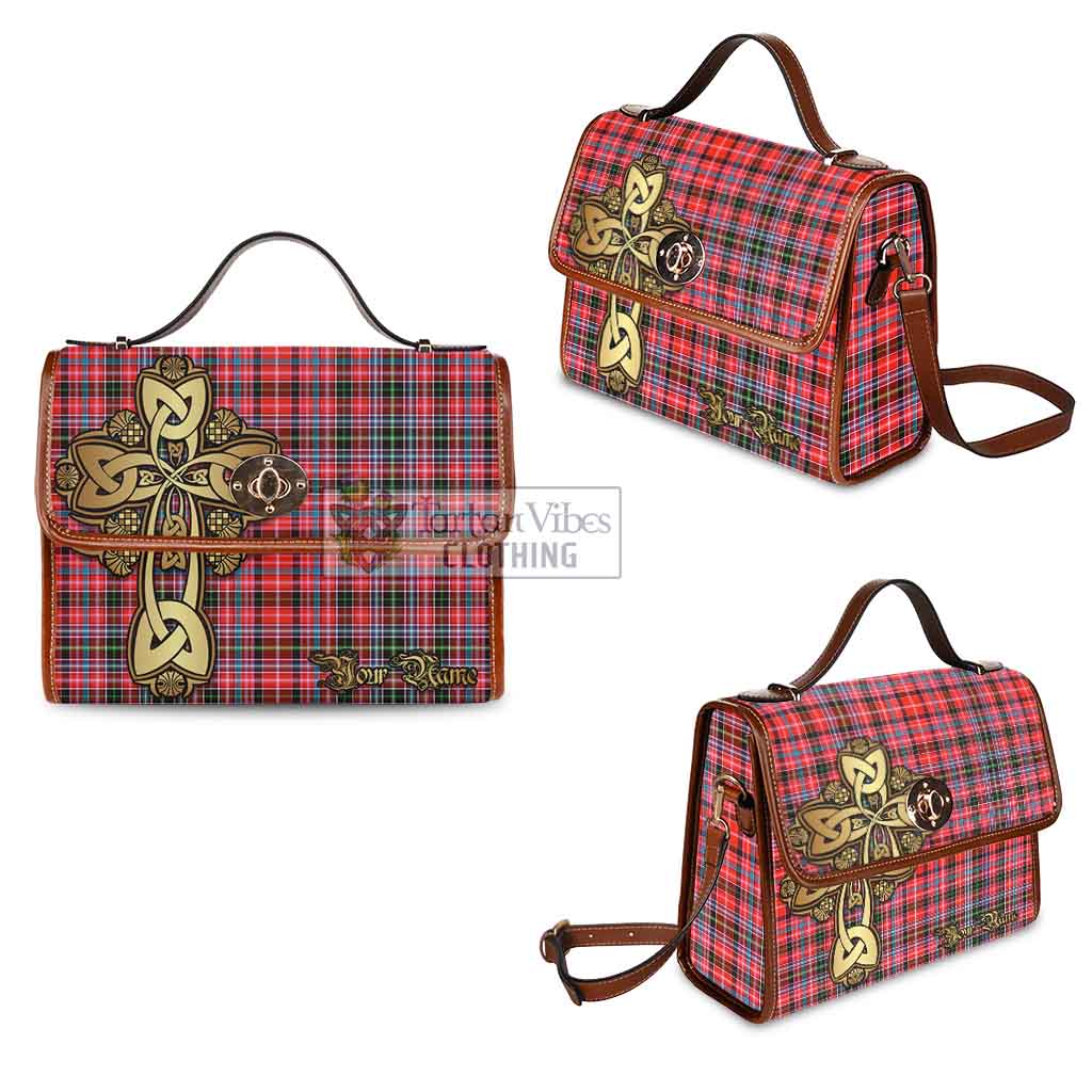 Straiton Tartan Waterproof Canvas Bag Golden Thistle Celtic Cross Style - Tartan Vibes Clothing