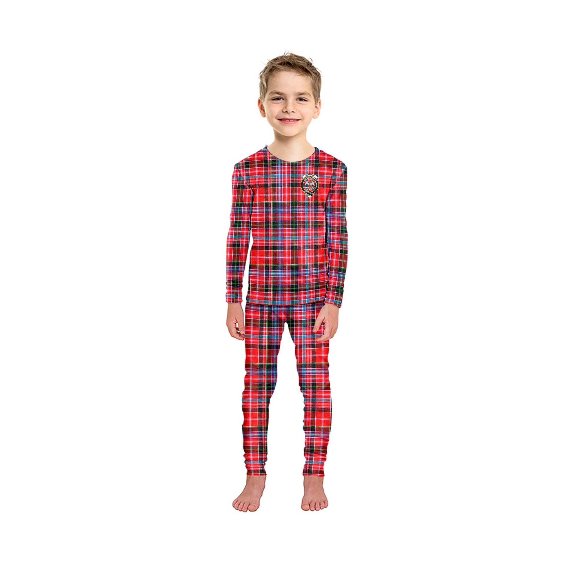 Straiton Tartan Pajamas Family Set with Family Crest - Tartanvibesclothing