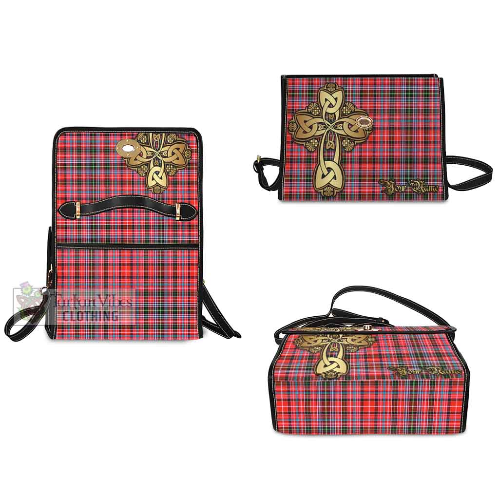 Straiton Tartan Waterproof Canvas Bag Golden Thistle Celtic Cross Style - Tartan Vibes Clothing