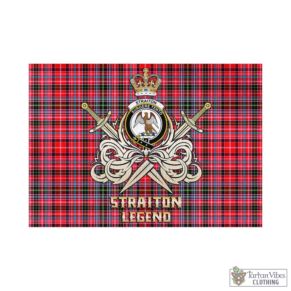 Tartan Vibes Clothing Straiton Tartan Flag with Clan Crest and the Golden Sword of Courageous Legacy