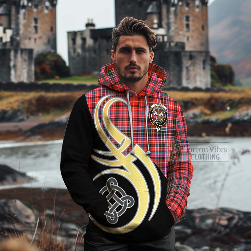 Tartan Vibes Clothing Straiton Tartan Cotton Hoodie with Family Crest and Celtic Symbol Style