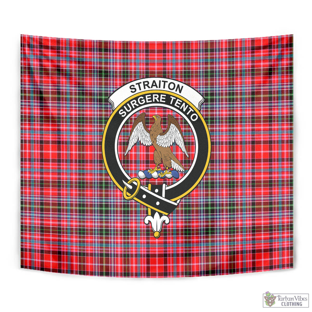 Tartan Vibes Clothing Straiton Tartan Tapestry Wall Hanging and Home Decor for Room with Family Crest