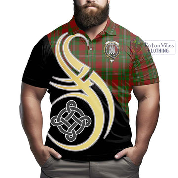 Strang Tartan Polo Shirt with Family Crest and Celtic Symbol Style