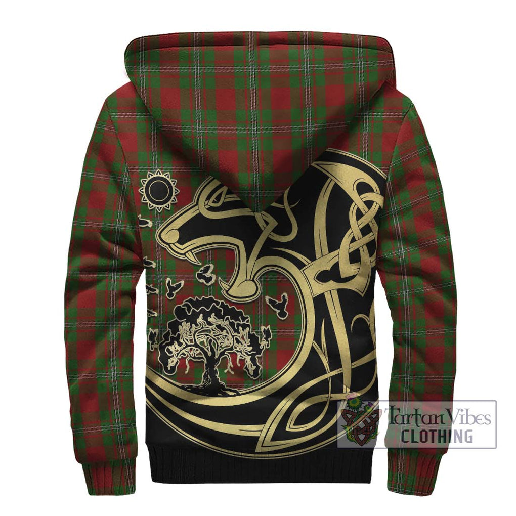 Strang Tartan Sherpa Hoodie with Family Crest Celtic Wolf Style - Tartan Vibes Clothing