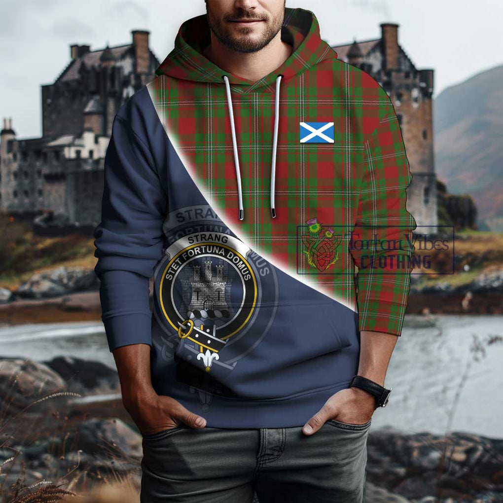 Strang Tartan Hoodie with Personalised National Flag and Family Crest Half Style - Tartanvibesclothing Shop