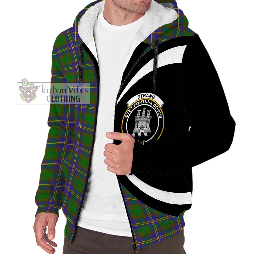 Strang of Balkaskie Tartan Sherpa Hoodie with Family Crest Circle Style Unisex S - Tartan Vibes Clothing