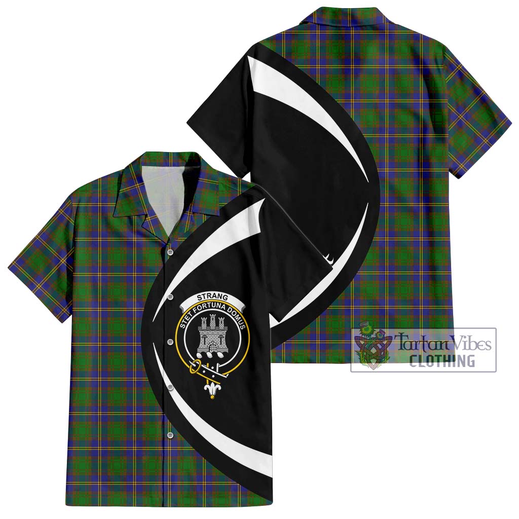 Strang of Balkaskie Tartan Short Sleeve Button Up with Family Crest Circle Style Kid - Tartan Vibes Clothing