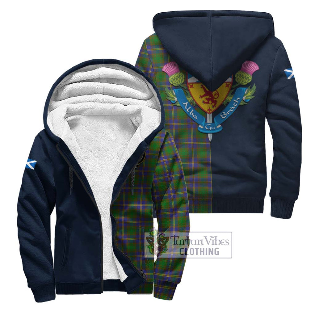 Tartan Vibes Clothing Strang of Balkaskie Tartan Sherpa Hoodie with Scottish Lion Royal Arm Half Style