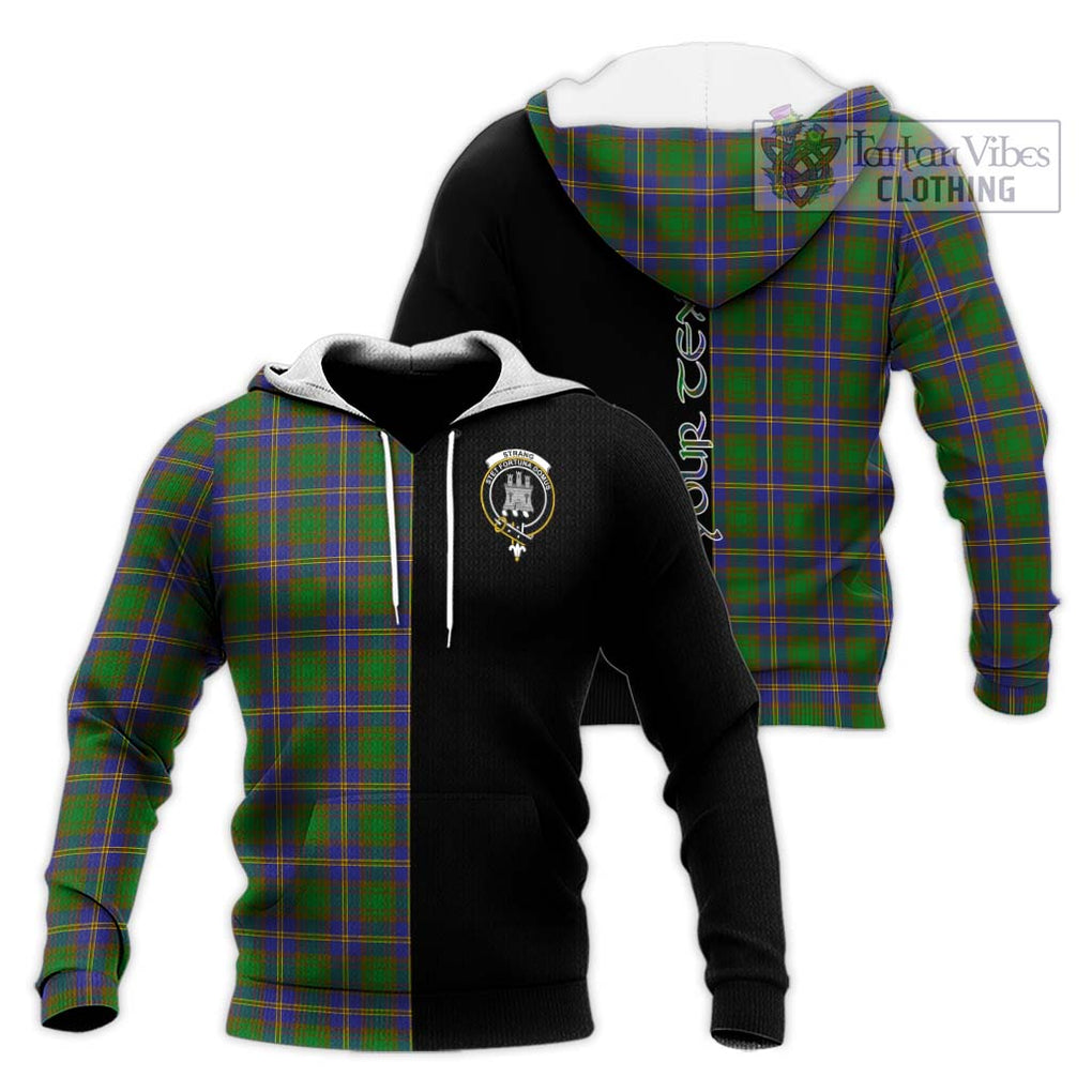 Strang of Balkaskie Tartan Knitted Hoodie with Family Crest and Half Of Me Style Unisex Knitted Pullover Hoodie - Tartanvibesclothing Shop