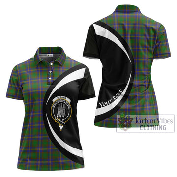 Strang of Balkaskie Tartan Women's Polo Shirt with Family Crest Circle Style