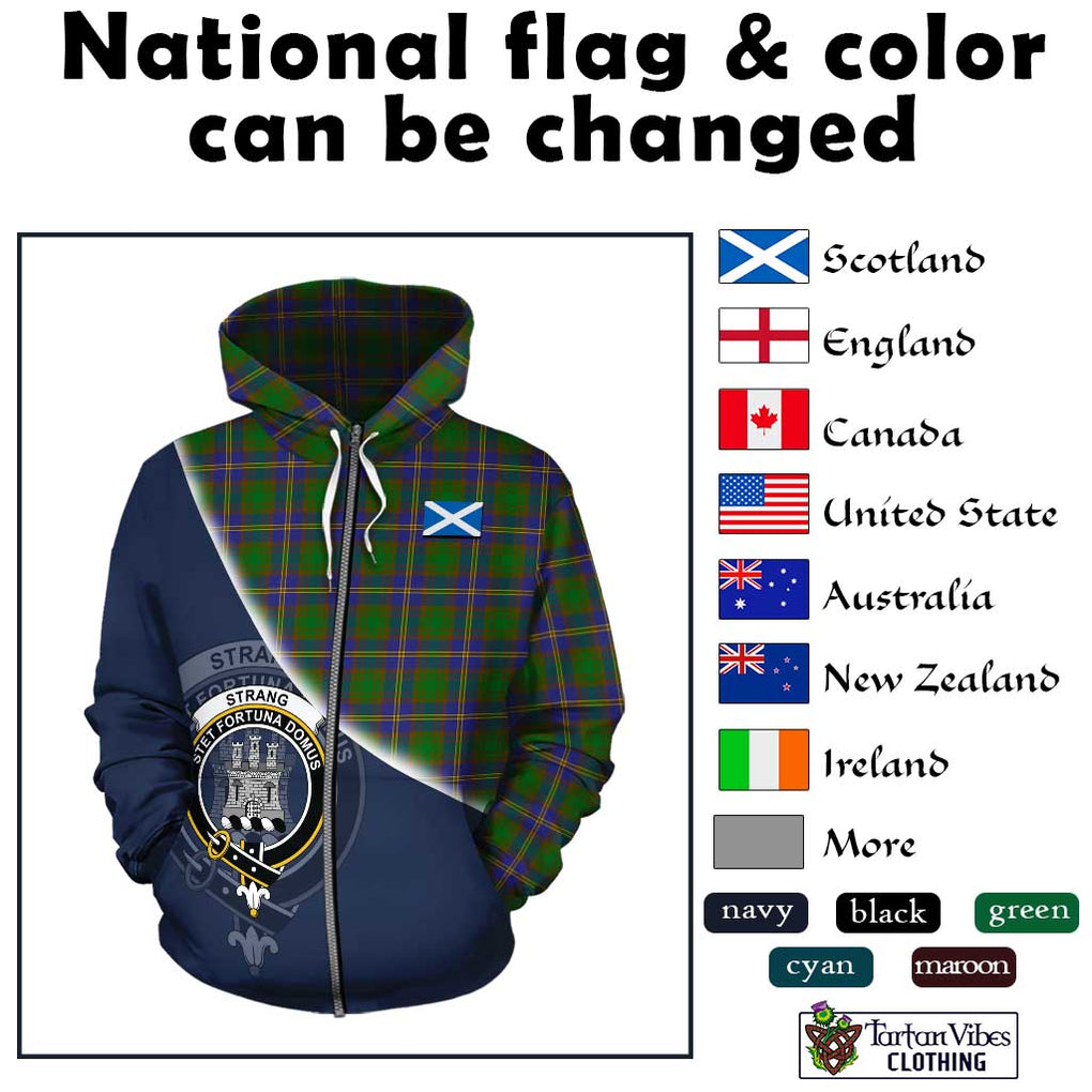 Strang of Balkaskie Tartan Hoodie with Personalised National Flag and Family Crest Half Style - Tartanvibesclothing Shop