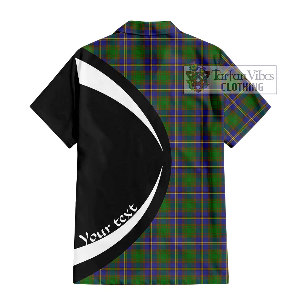 Strang of Balkaskie Tartan Short Sleeve Button Up with Family Crest Circle Style - Tartan Vibes Clothing