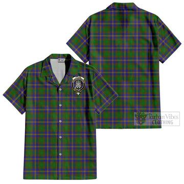 Strang of Balkaskie Tartan Cotton Hawaiian Shirt with Family Crest