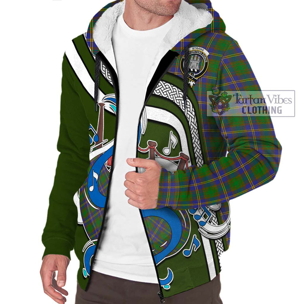 Strang of Balkaskie Tartan Sherpa Hoodie with Epic Bagpipe Style Unisex - Tartanvibesclothing Shop