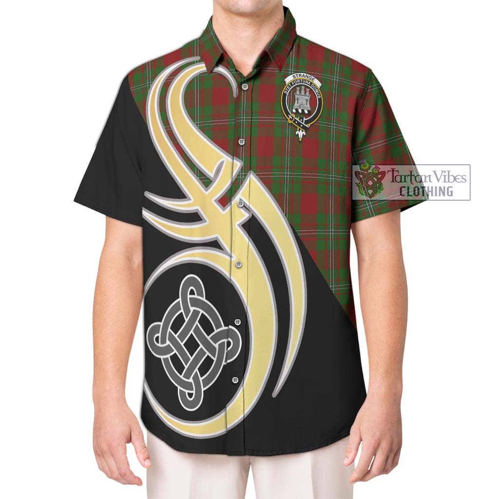 Strange (Strang) Tartan Short Sleeve Button Shirt with Family Crest and Celtic Symbol Style Kid - Tartan Vibes Clothing