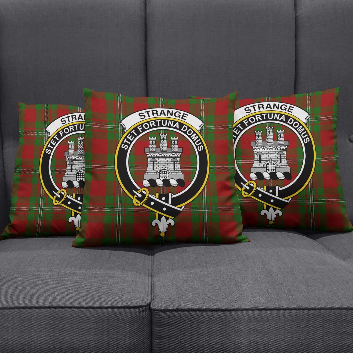 Strange Tartan Pillow Cover with Family Crest Square Pillow Cover - Tartanvibesclothing