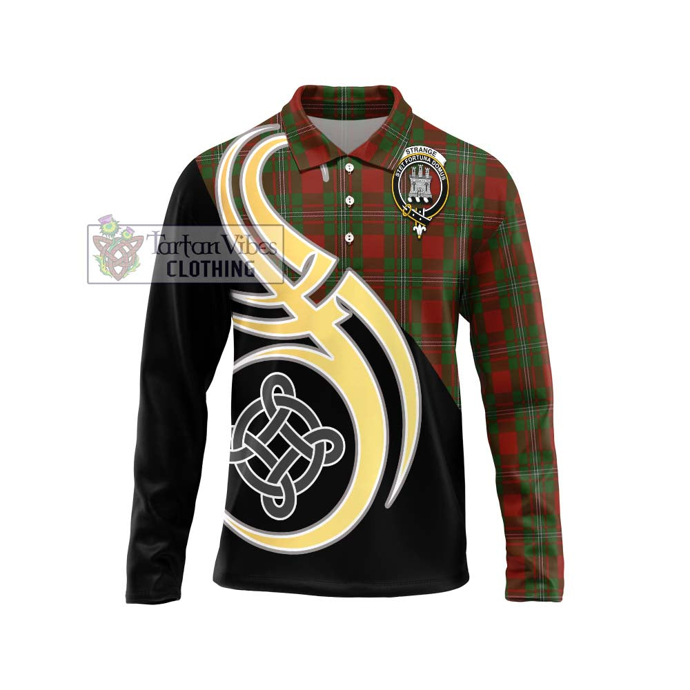 Tartan Vibes Clothing Strange Tartan Long Sleeve Polo Shirt with Family Crest and Celtic Symbol Style