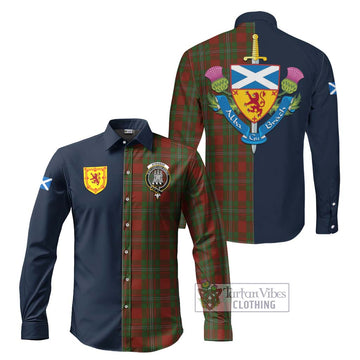 Strange (Strang) Tartan Long Sleeve Button Shirt with Scottish Lion Royal Arm Half Style