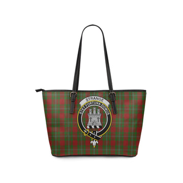 Strange (Strang) Tartan Leather Tote Bag with Family Crest