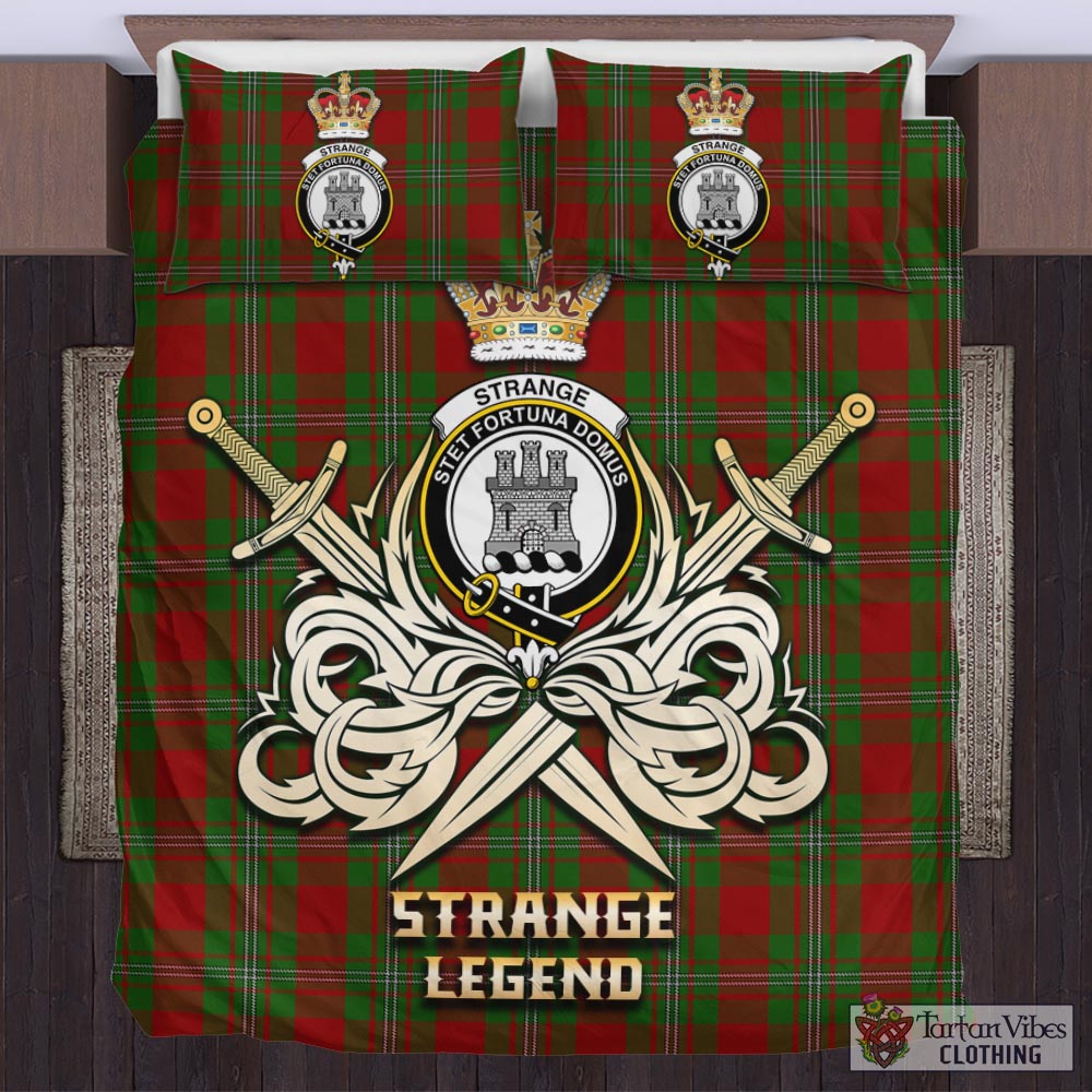 Tartan Vibes Clothing Strange Tartan Bedding Set with Clan Crest and the Golden Sword of Courageous Legacy