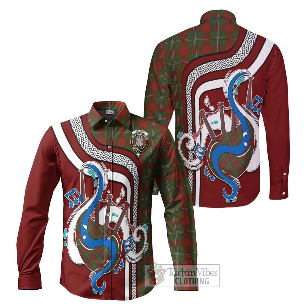 Tartan Vibes Clothing Strange Tartan Long Sleeve Button Shirt with Epic Bagpipe Style