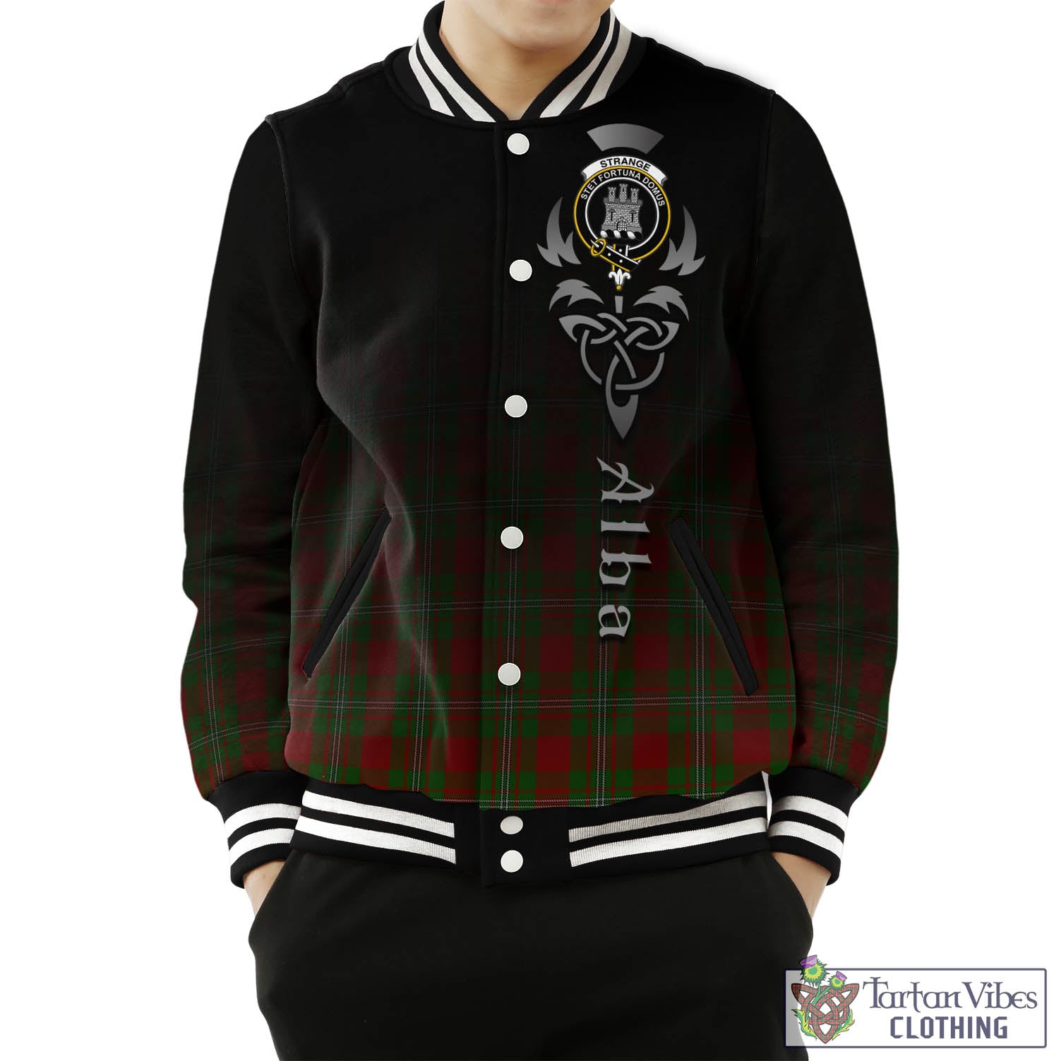 Tartan Vibes Clothing Strange Tartan Baseball Jacket Featuring Alba Gu Brath Family Crest Celtic Inspired