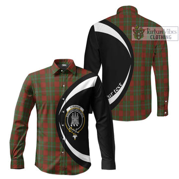 Strange (Strang) Tartan Long Sleeve Button Up with Family Crest Circle Style